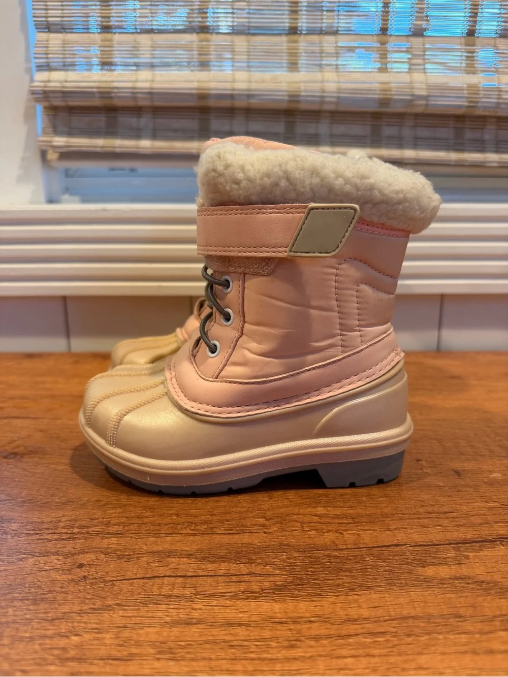 Cat & Jack Pink and Champagne Kids Snow Boots with Faux Fur Cuff
